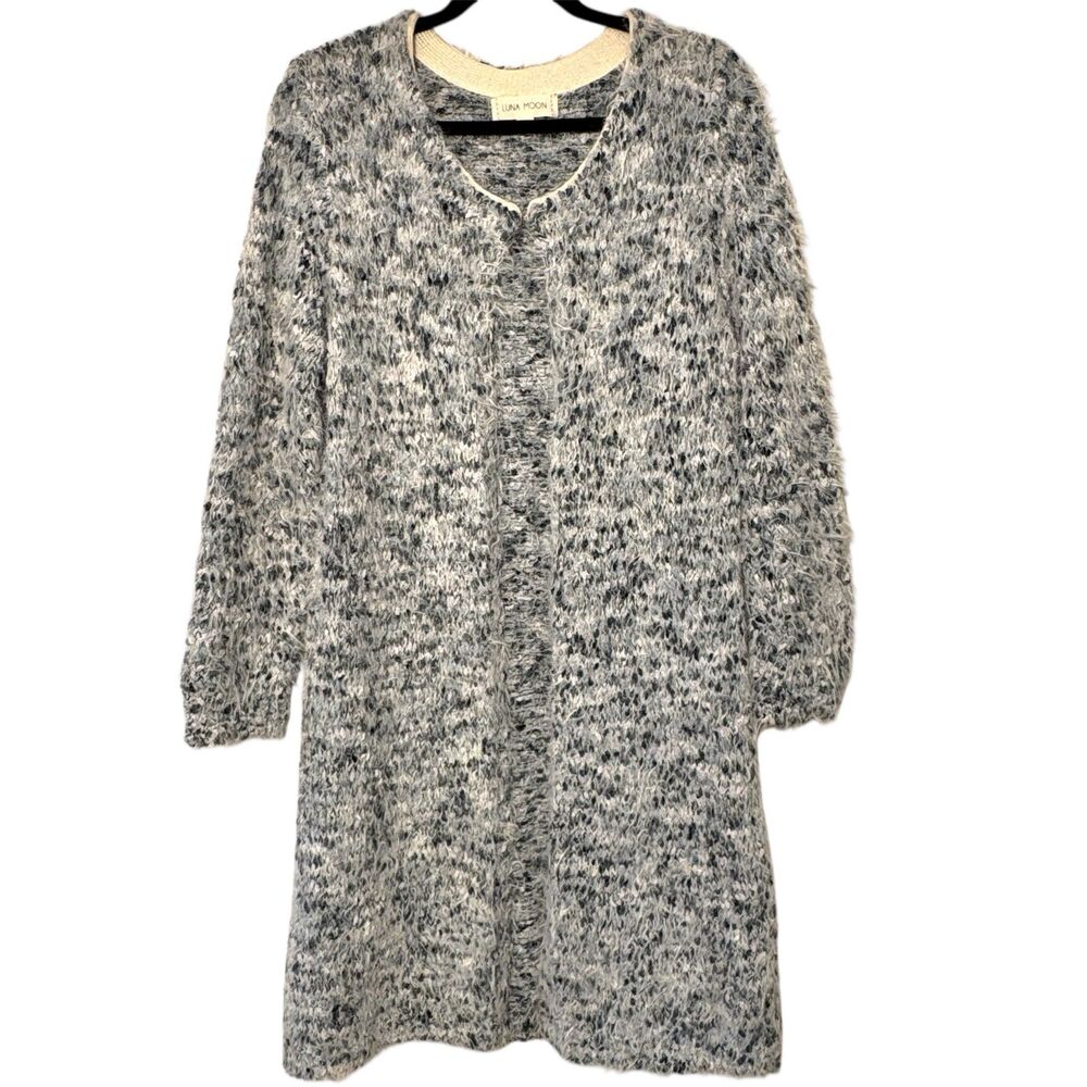 Luna Moon Eyelash Open Front Cardigan Sweater Large